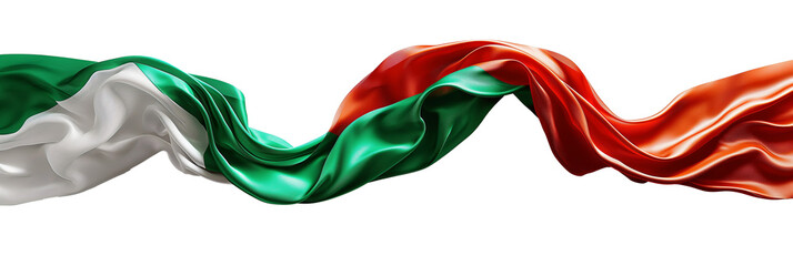 The flag of Italy waving in the wind isolated on a transparent  background