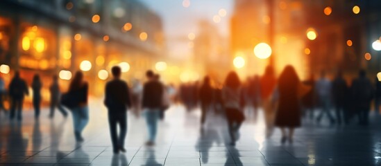 Crowds of people in the city of blurred (easy to use for banners)