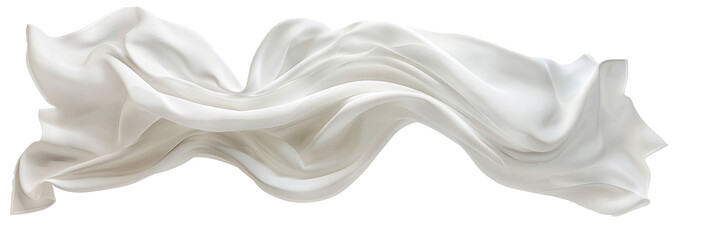 Obraz premium Abstract wavy white silk or satin isolated on a transparent background
