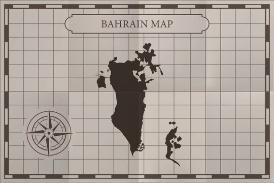 Bahrain old classic country map. Vintage antique map paper style.