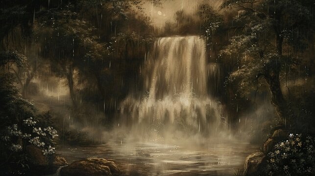 The cascade bends around a gravity well, mirroring the turbulent history of a dynasty