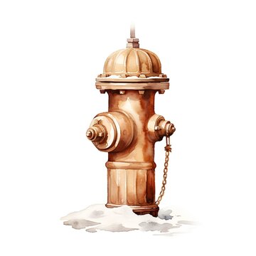 Watercolor illustration of a red fire hydrant on a white background