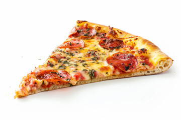 slice of pizza on white background 
