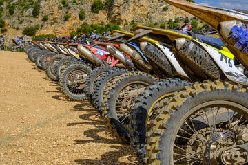 motorcycles at park area after motocross race