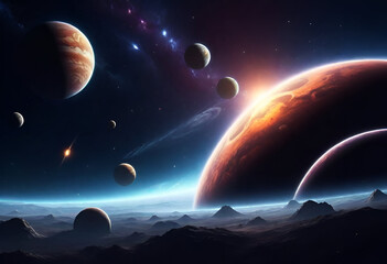 Universe Planets in Night Space 4K Image.