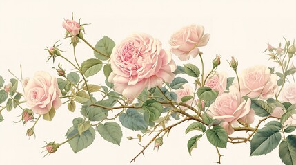 Vintage spring flower illustration, remixed from public domain artworks  ,Generative ai, - obrazy, fototapety, plakaty