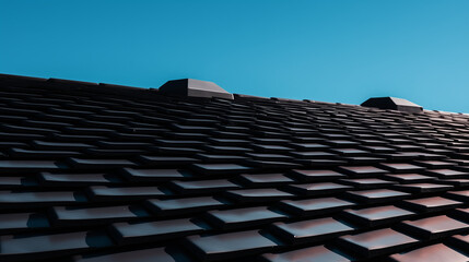 Dynamic view of black roofing tiles roofing company service