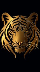 tiger 12 (Zodiac) The golden line image of the Rat on a black background can create a feeling of luxury and elegance. The simplicity of the design may make it memorable and easily remembered.