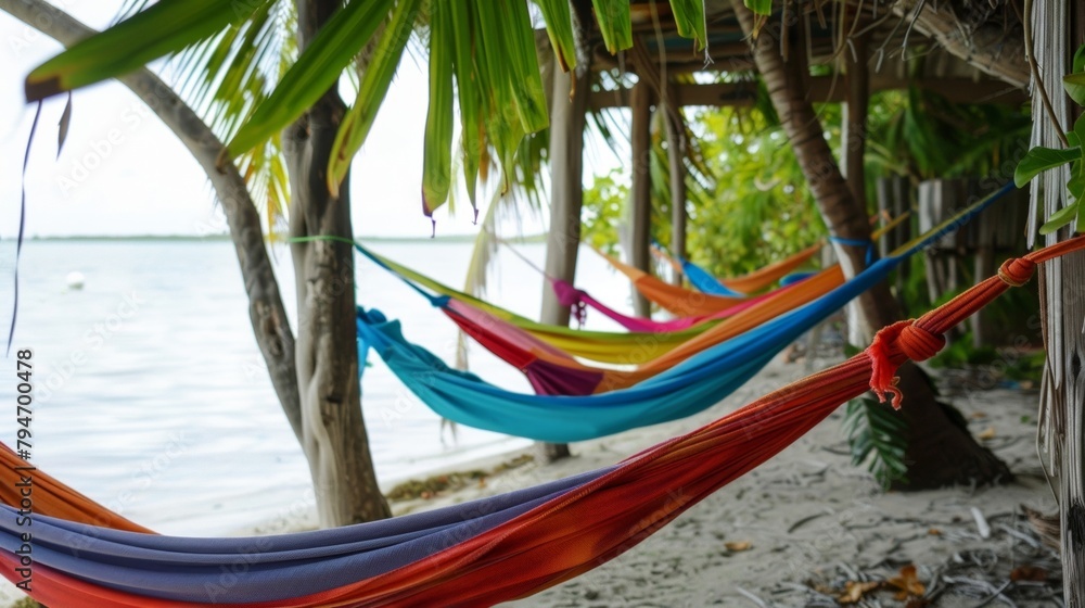 Poster relaxation is easy to find on this secluded island where colorful hammocks line the shore and offer 
