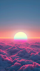 sunset rollercoaster fantasy above the clouds candy color - obrazy, fototapety, plakaty