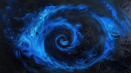 Spiral of blue abstraction on a dark backdrop within the Flame Spiral series