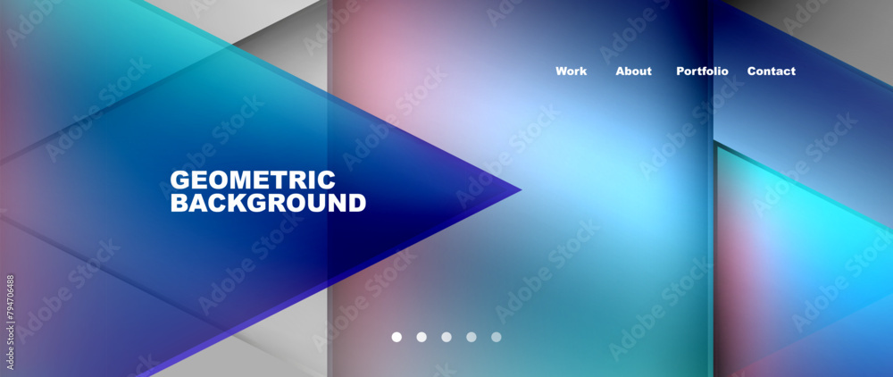 Poster a mesmerizing geometric background featuring azure and electric blue triangles on a white backdrop, 