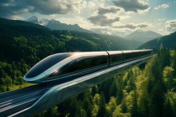 The future of transportation is here. The Hyperloop is a new type of train that can travel at over 600 miles per hour. - obrazy, fototapety, plakaty