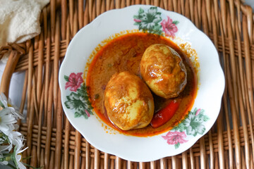 Hard boiled eggs curry or locally known in Malaysia as Kari Telur Rebus.