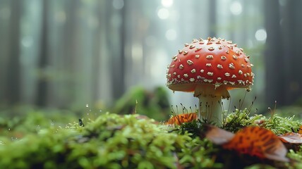 Toadstool mushroom on the forest