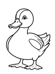 Cartoon animal duck for coloring page ai generated