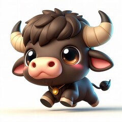 Naklejka premium 3D buffalo chibi