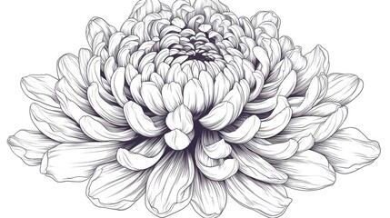 Icon of a chrysanthemum flower outlined in black Ideal for websites mobile apps and promotional materials