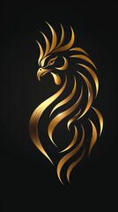 chicken 12 (Zodiac) The golden line image of the Rat on a black background can create a feeling of luxury and elegance. The simplicity of the design may make it memorable and easily remembered.