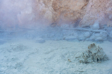 Boiling mud pot along the Sulfur Works at Lassen Volcanic National Park, California. 