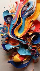 Obraz premium Abstract art from oil paint brush strokes. Abstract art unfolds through dynamic brushstrokes, each layer revealing a narrative of color and texture. Abstract background