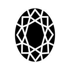 Vector solid black icon for Oval diamond