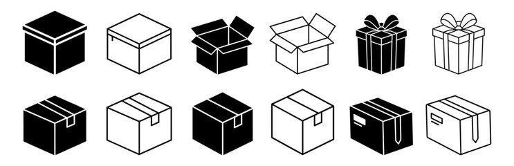 Box simple icon collection. Box in flat style. Carton box icons. Delivery icon. gift icon Vector illustration