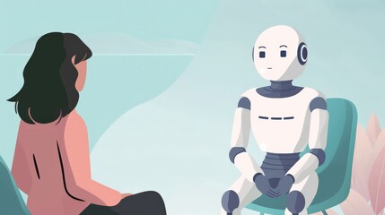 A robotic counselor listening and responding to a patient in a therapy session