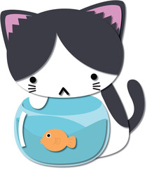 Cat subject vector cartoon illustration.