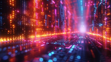 Vibrant abstract background, generative AI neon lights, cyberpunk style, landscape shot, vivid and detailed, AI Generative