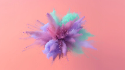 Amazing Bright colorful explosion of powder. Freeze motion of color powder exploding. fun and minimal concept for Holi festival India  or colorful explosion smoke  high speed  photography