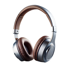 Brown and Silver Over-Ear Headphones With Transparent Background