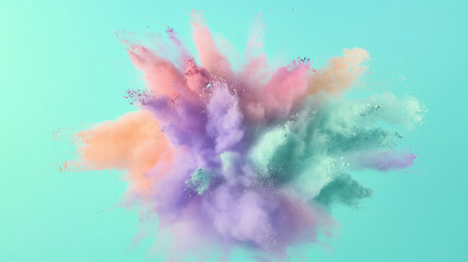 Amazing Bright colorful explosion of powder. Freeze motion of color powder exploding. fun and minimal concept for Holi festival India  or colorful explosion smoke  high speed  photography