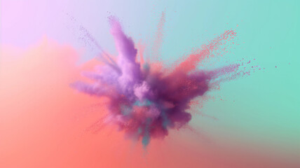 Amazing Bright colorful explosion of powder. Freeze motion of color powder exploding. fun and minimal concept for Holi festival India  or colorful explosion smoke  high speed  photography