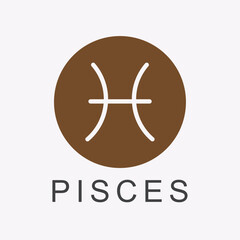pisces zodiac sign. astrological sign symbols. minimalist vector. horoscope. water element