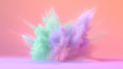 Amazing Bright colorful explosion of powder. Freeze motion of color powder exploding. fun and minimal concept for Holi festival India  or colorful explosion smoke  high speed  photography