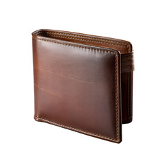 Brown Leather Wallet on Transparent Background