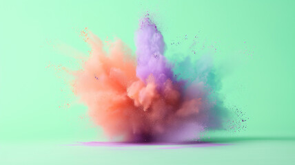 Amazing Bright colorful explosion of powder. Freeze motion of color powder exploding. fun and minimal concept for Holi festival India  or colorful explosion smoke  high speed  photography