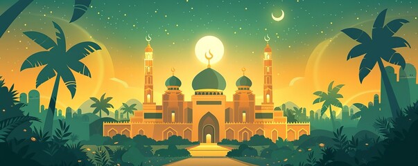 Digital illustrations and animations of Eid symbols and traditions - obrazy, fototapety, plakaty