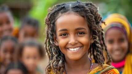 Generative AI : Young  girl from the ethiopian after school