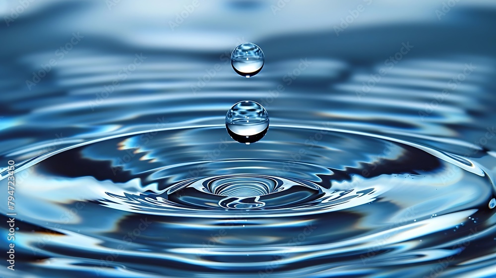 Aufkleber generative ai : close-up view of a drop falling into a body of calm water