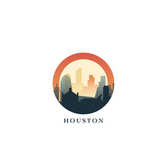Houston cityscape, vector gradient badge, flat skyline logo, icon. USA, Texas state city round emblem idea with landmarks and building silhouettes. Isolated abstract graphic