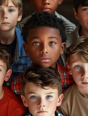 Generative AI : curious multiracial group of boys