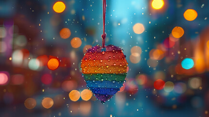 Hanging pride rainbow heart for celebrating LGBT love, Hanging heart decoration