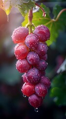Generative AI : Ripe grapes growing in vineyard