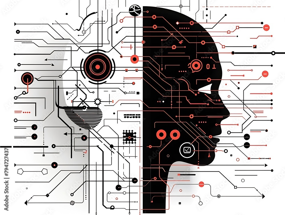 Poster Generative AI : implistic website on technical capabilities, brain,