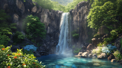 waterfall in plitvice national park - obrazy, fototapety, plakaty