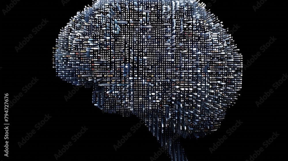 Aufkleber Generative AI : human brain made of programming code artefacts