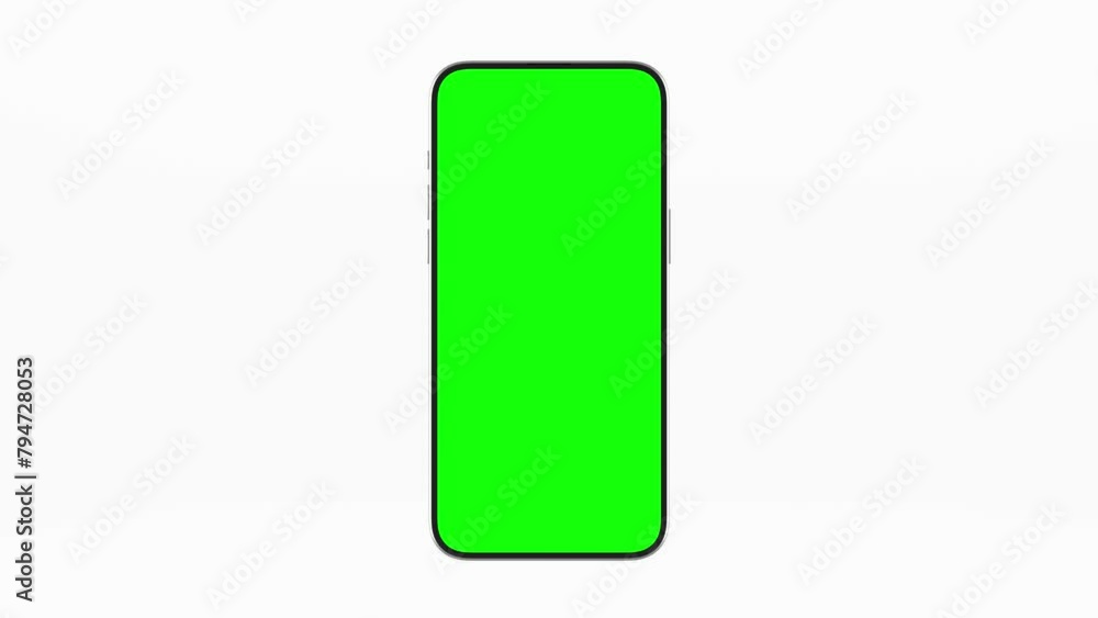 Fototapete smartphone display with green screen for chroma key. zoom at mock up of smart phone with empty green