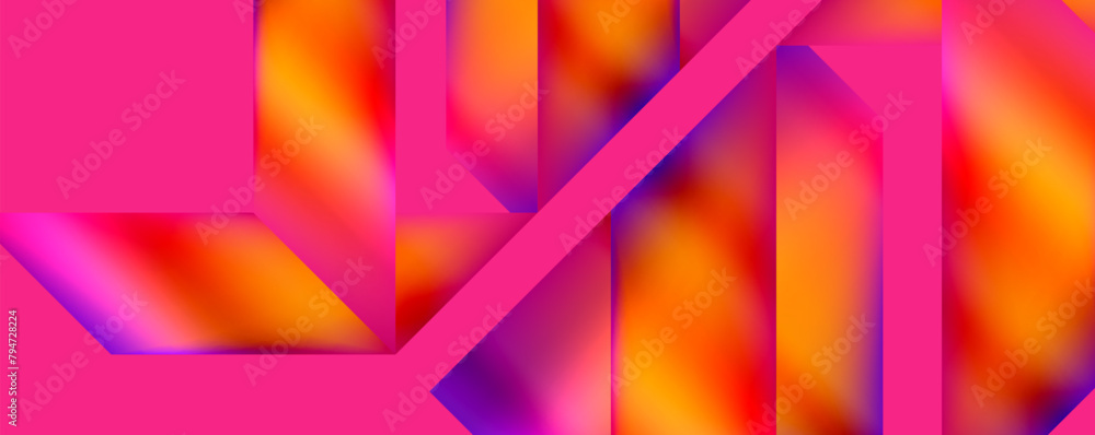 Aufkleber vibrant pink background with symmetrical orange and purple lines forming a triangular pattern. the c